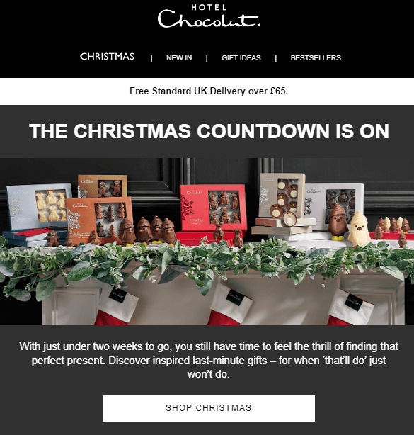 E-mail do Hotel Chocolat