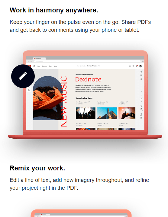 Adobe email example with images and bold text