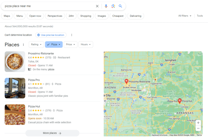 Google Business Profiles in the search results