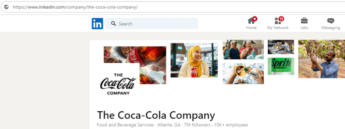 LinkedIn Coca Cola SEO-friendly URL