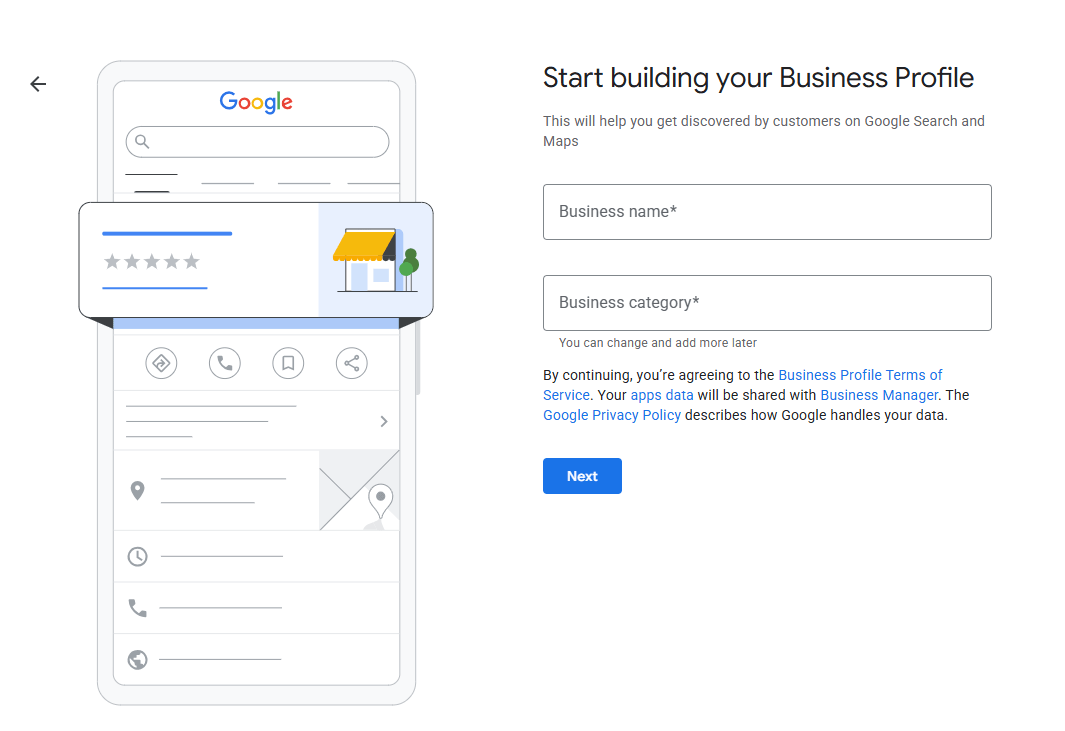 Start building your Google Business Profile