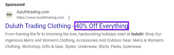 Google Ads: Promotion example