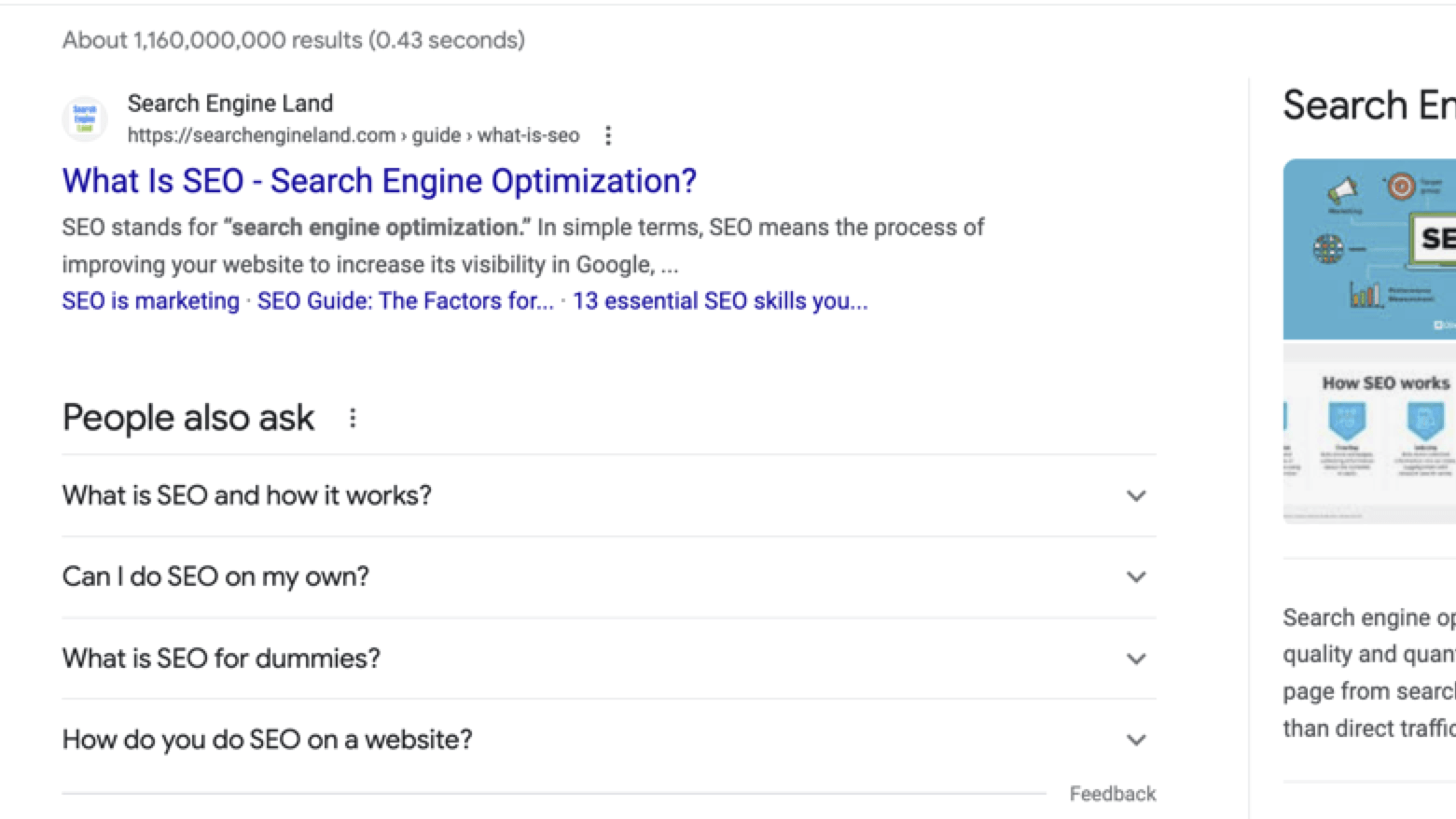 People also ask section listing questions related to SEO