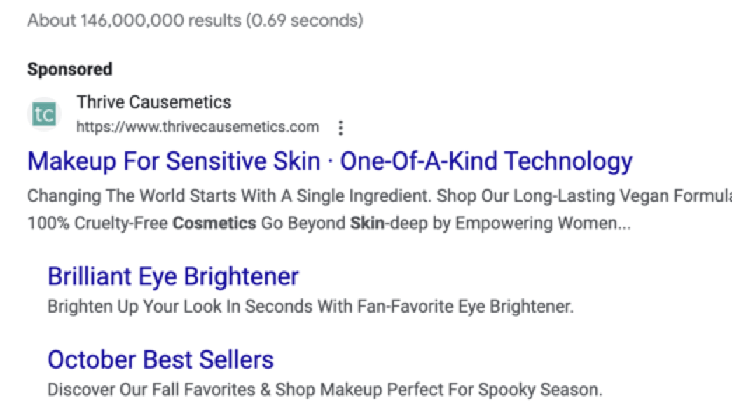 sponsored search result for Thrive Causemetics