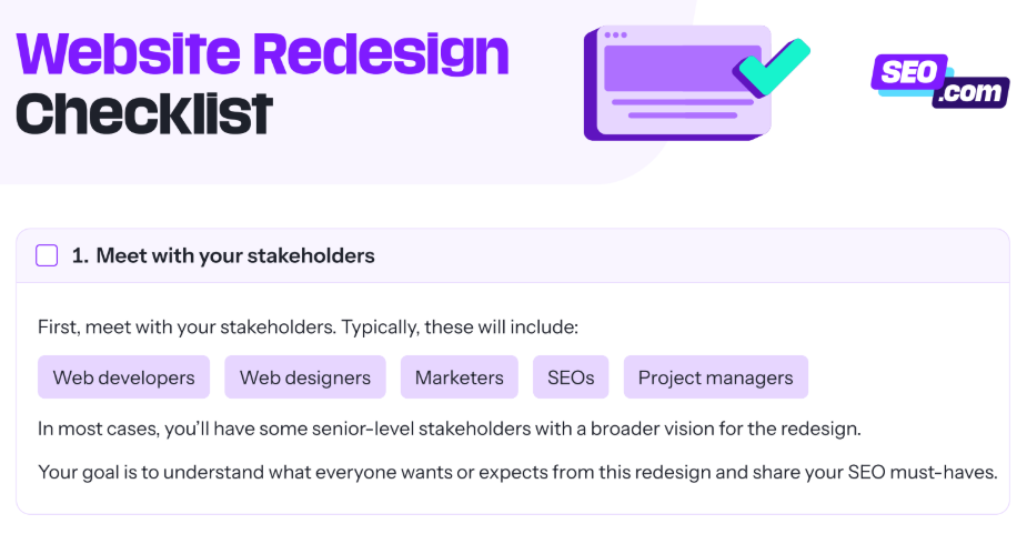 Preview of redesign checklist