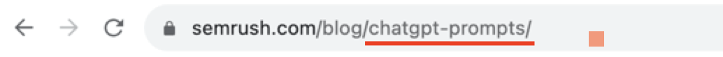 target keyword in a SEMrush URL