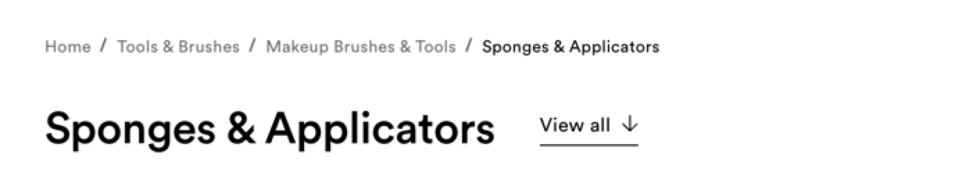 Breadcrumbs at the top of a page, showing the hierarchy of each category and subcategory that page is housed within