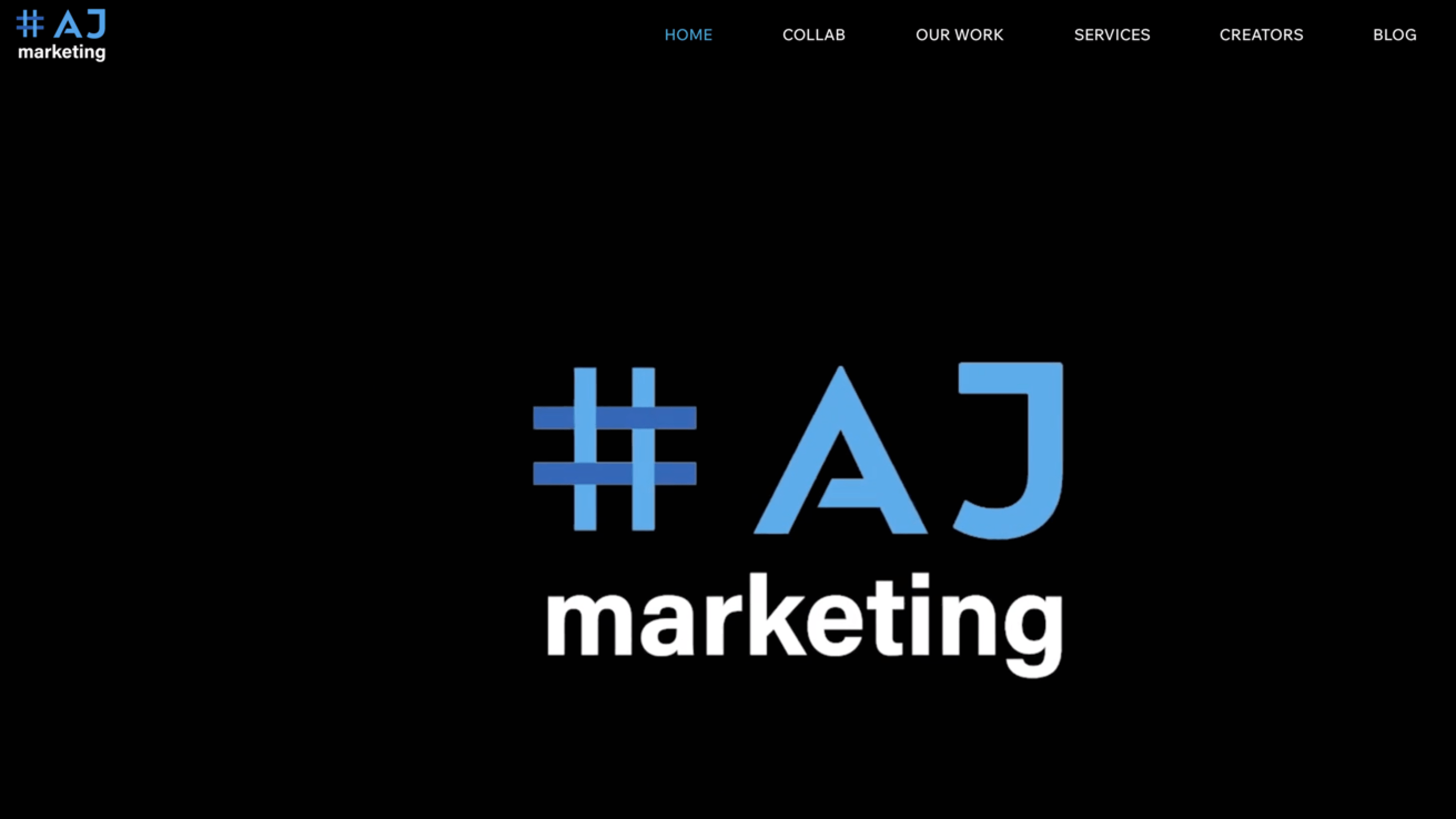 Page d'accueil d'AJ marketing