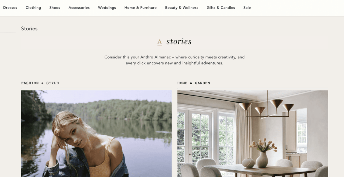 Anthropologie's blog, called Stories