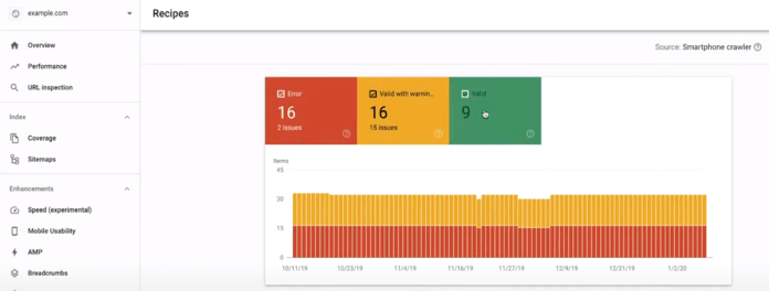 Google Search Console: Relatório de esquema