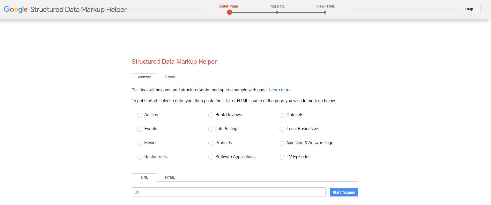 Google's Structured Data Markup Helper tool