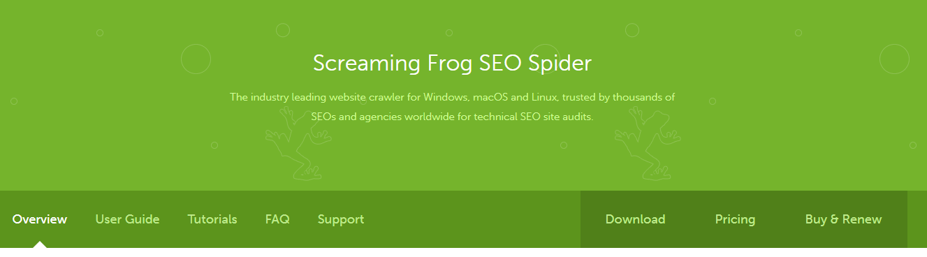 Screaming Frog homepage