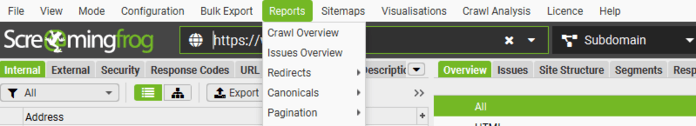 Screaming Frog reports