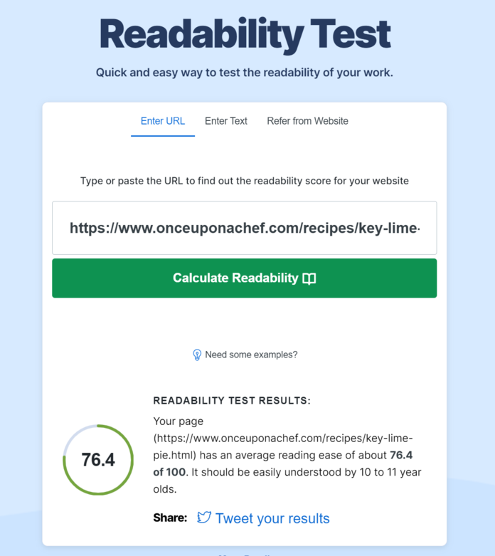 Noções básicas de SEO: Resultados do teste de legibilidade