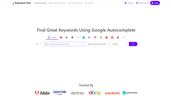 Keyword Tool page