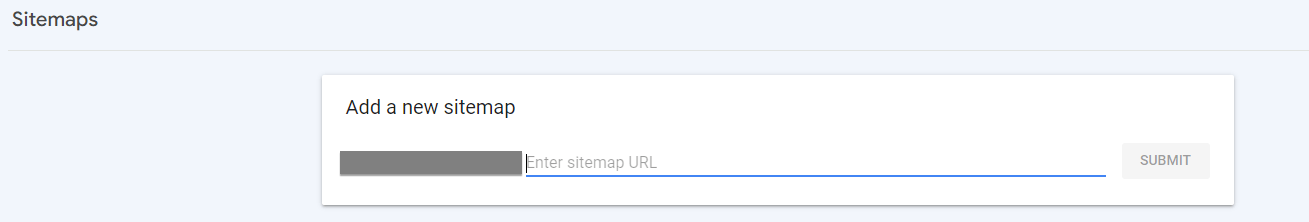 Sitemap submission form in Google Search Console