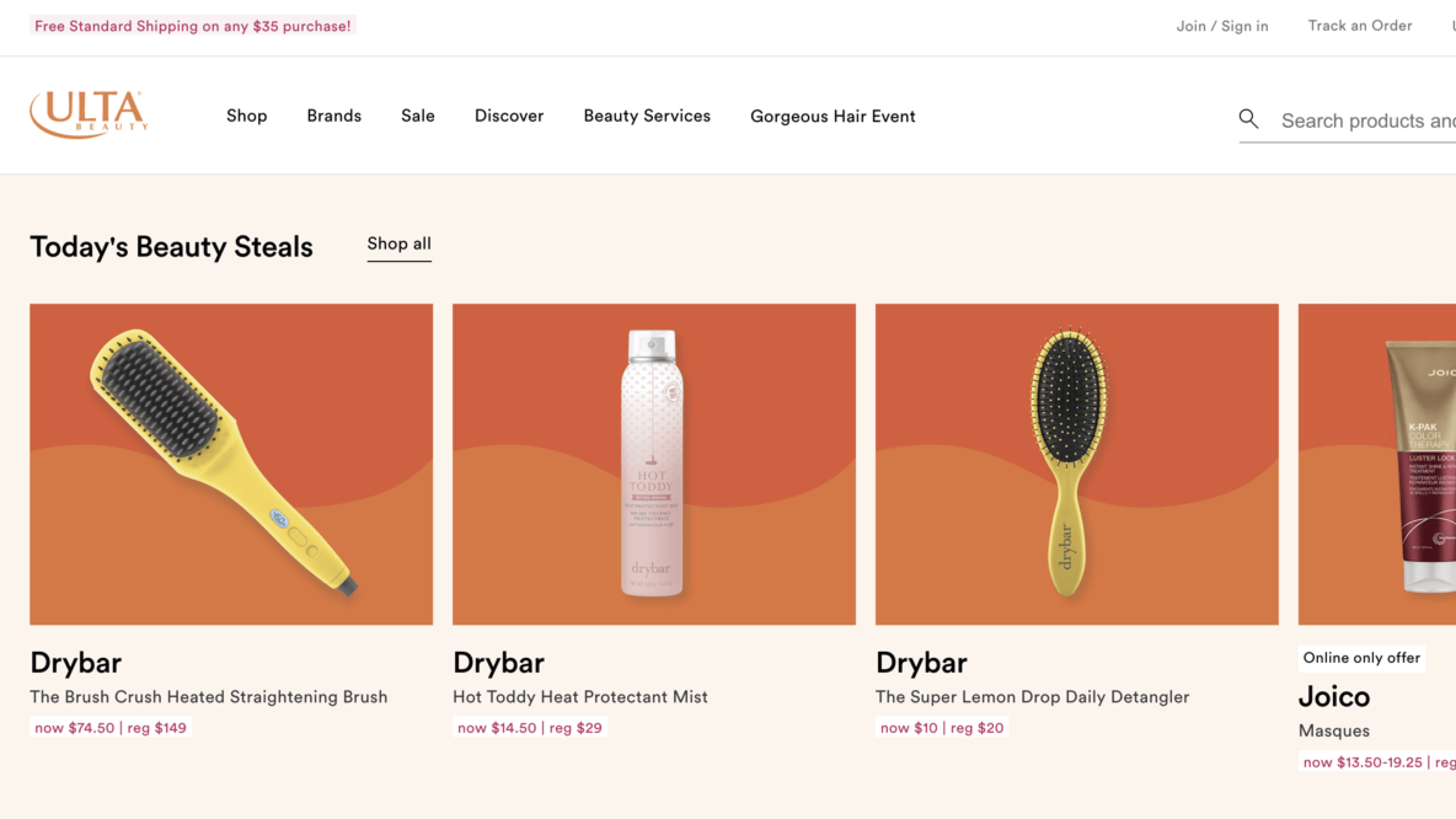 Ulta homepage