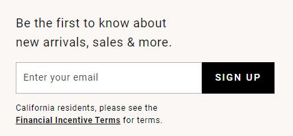 Formulaire d'e-mail qui dit "Entrez votre e-mail" avec un bouton CTA "S'inscrire".