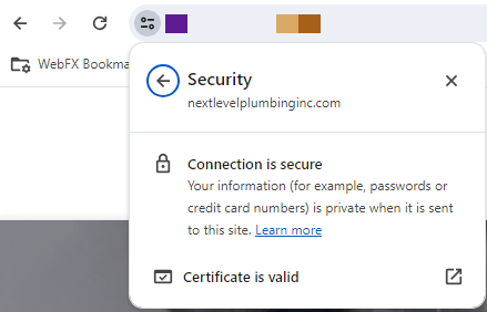 Website connection in secure message