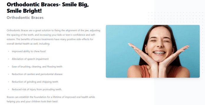 Example of a content from a dentist office's website