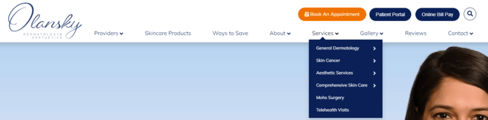 Easy site navigation on a dermatologist website