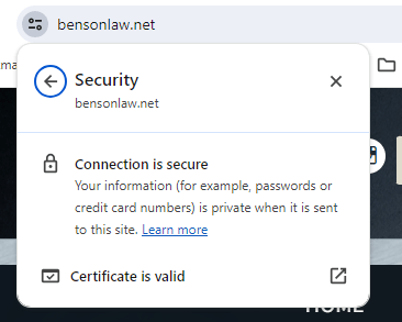 Verification that lawyer website is secure