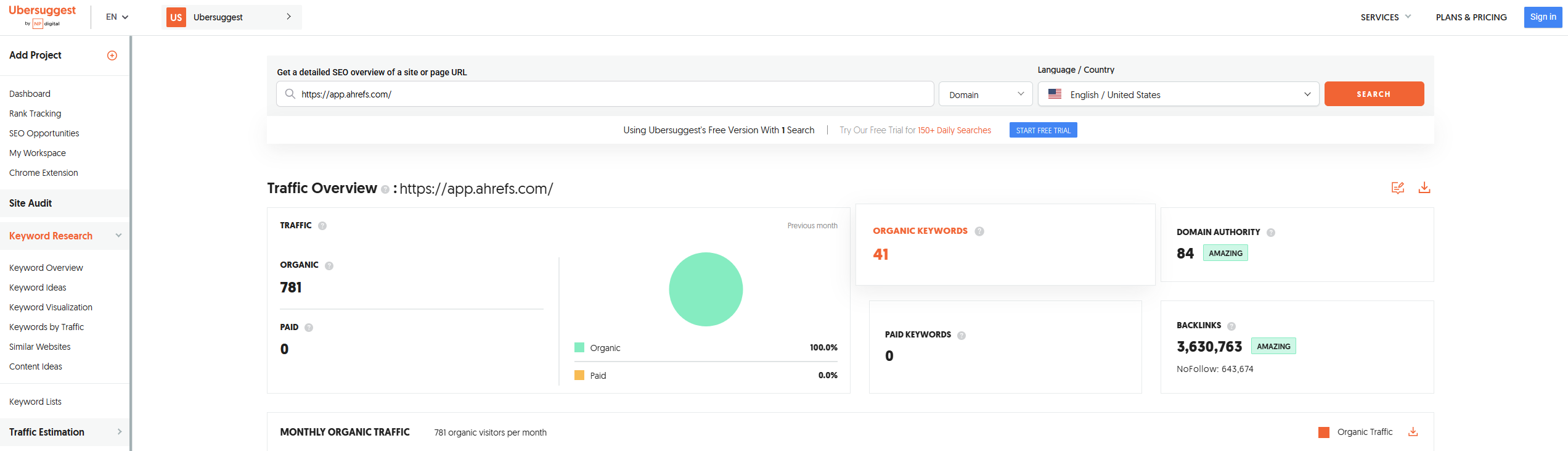 Ubersuggest UX and Usability