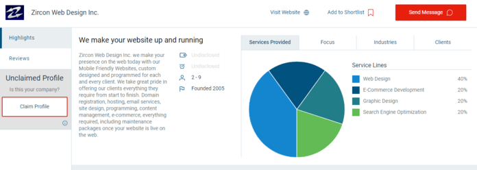 Zircon Web Design Clutch profile