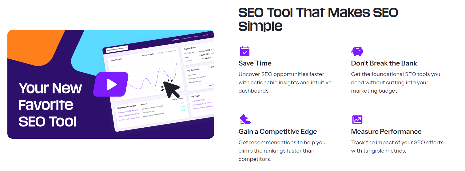 Página de inicio de la aplicación SEO.com