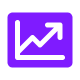 a purple square with a white graph and an arrow pointing up.