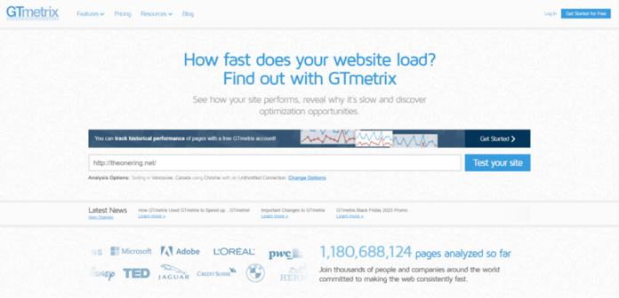 a website called gtmetrix is asking how fast does your website load