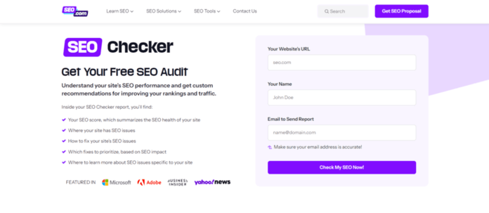 a website called seo checker offers a free seo audit