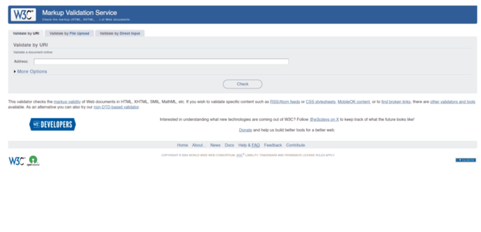 a screenshot of the w3c markup validation service