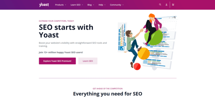 a screenshot of a website that says seo starts with yoast