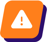 an orange square with a white triangle with an exclamation point inside of it .