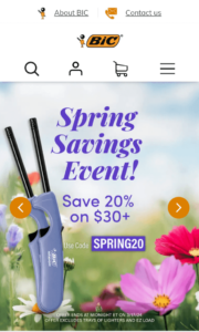 um evento de economia de primavera é anunciado no site da bic