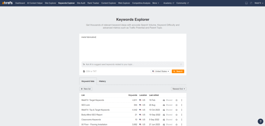 Search for low-hanging fruit keywords in Ahrefs