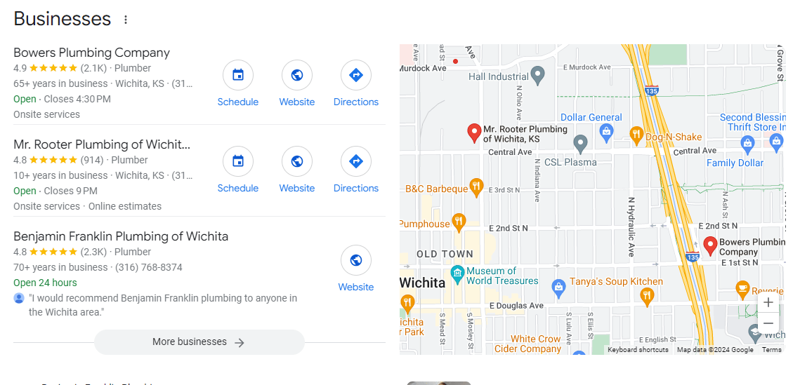 Local SEO plumber gbp example
