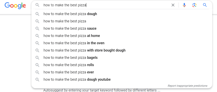 Long-tail keywords google autocomplete