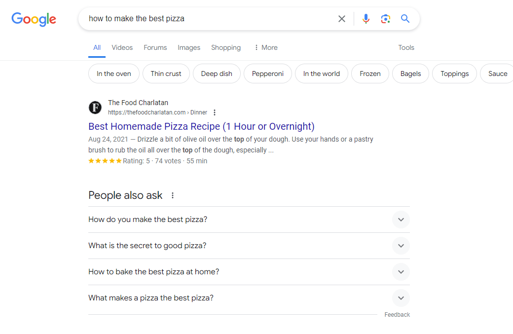 Long-tail keywords example