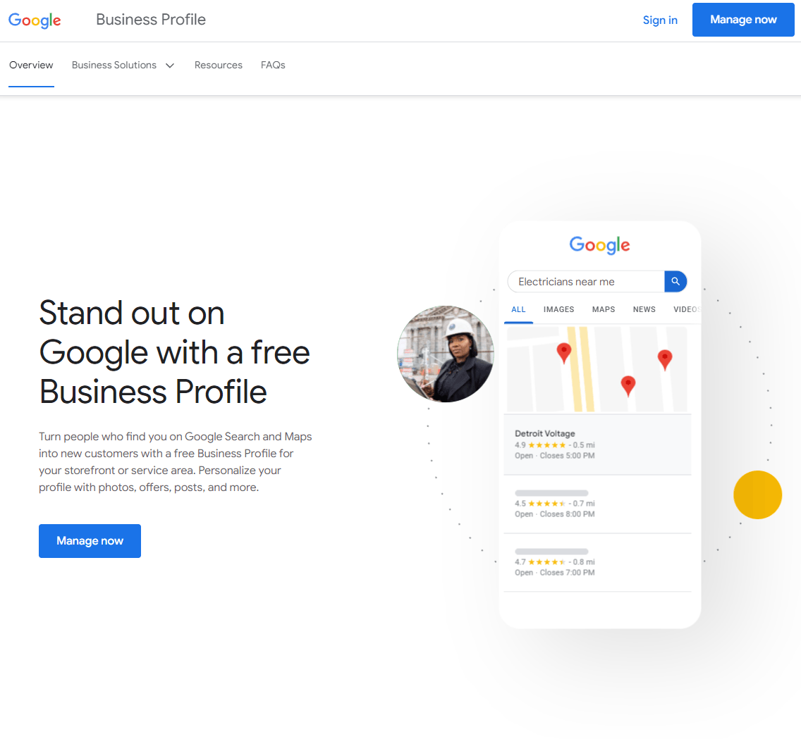 Google business profile welcome page