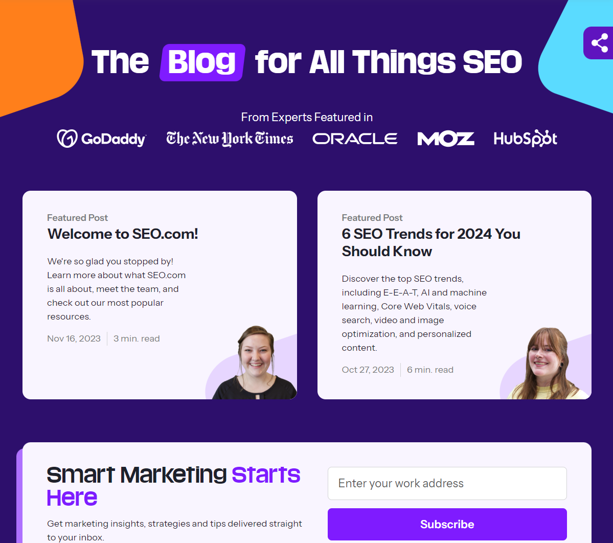 SEO.com blog including CTA
