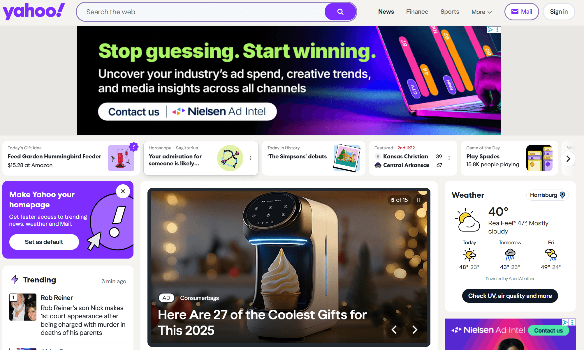 Yahoo homepage