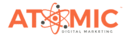 an orange logo for atomic digital marketing