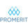 a blue promerit logo on a white background