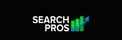 a search pros logo displayed on a black background