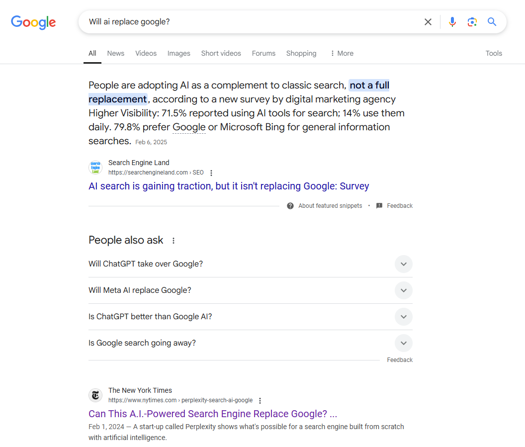 Google search result example