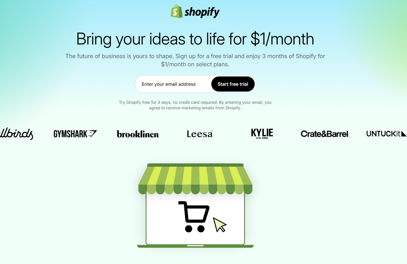 Shopify homepage