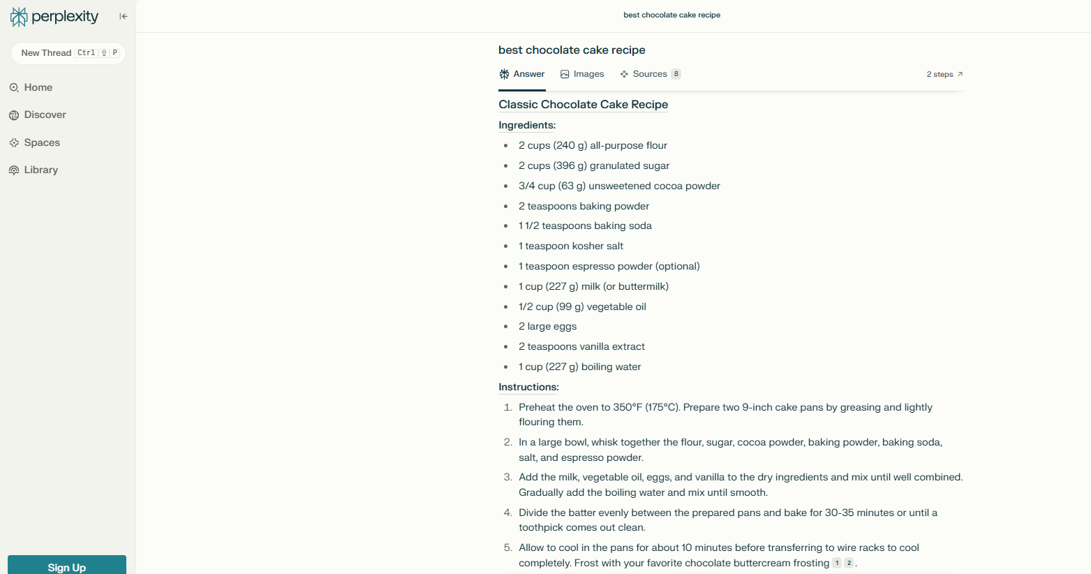 Perplexity search result