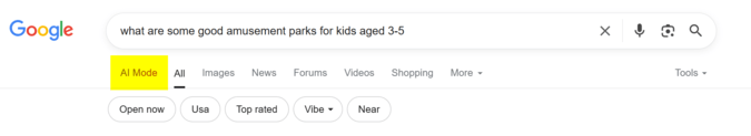 Google AI Mode location